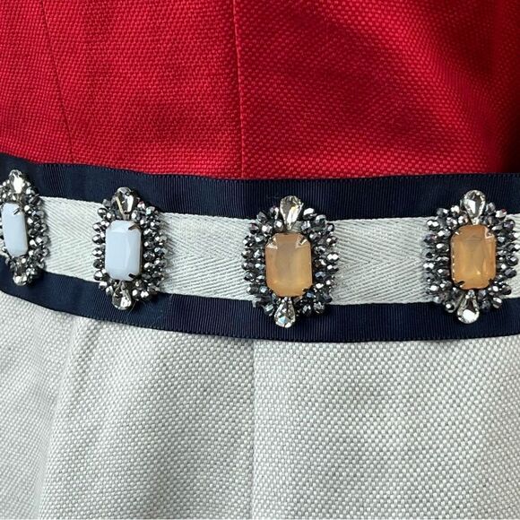 Vilagallo Linen Blend Embellished Sheath Dress 44 / 12 - Picture 14 of 16